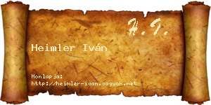 Heimler Iván névjegykártya